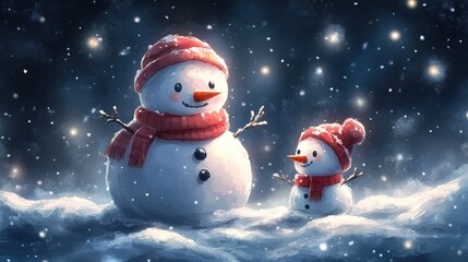 Cute snowman. Winter holiday theme.