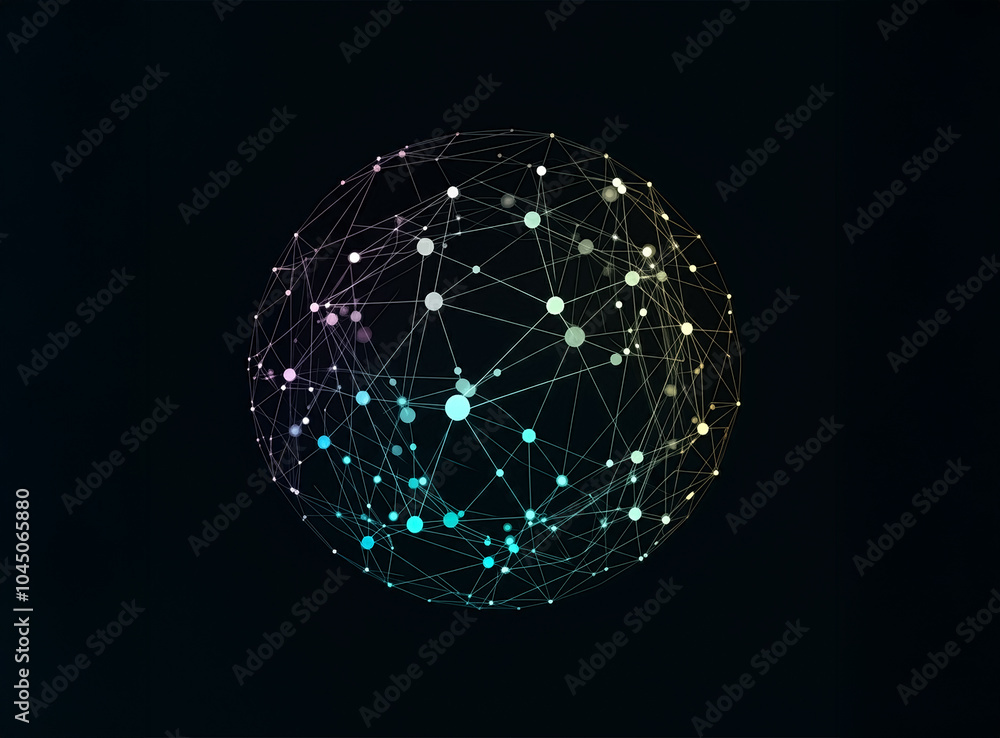 Poster abstract points are connected by a gradient line. design concept of social networking or big data co