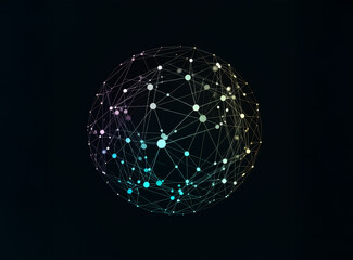 Abstract points are connected by a gradient line. Design concept of social networking or big data connectivity technology.