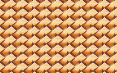Cheese Seamless geometric pattern of orange 3D shapes creating a diagonal and interlacing pattern.