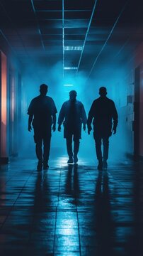 Emergency room doctors work against time treating multiple trauma cases under harsh lights, filled with urgency and precision