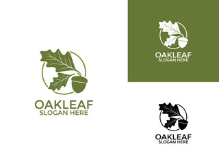 Oak leaf logo design illustration vector template, Green Oak Leaves logo design icon