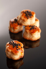 Turkish snack salty cookies on black background