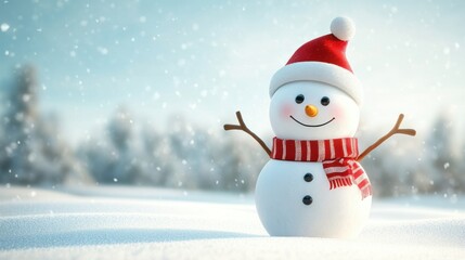 Cute snowman. Winter holiday theme.