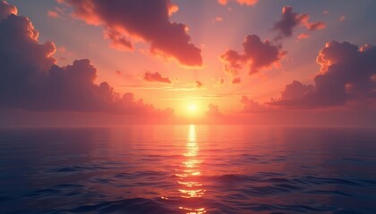 Fototapeta premium Sunsets golden glow on tranquil waters