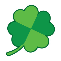 St Patrick's Day. Lucky Four-leaf clover, Green Four leaf clover vector icon. Lucky and happiness concept. Shamrock - green four leaf clover icon. Good luck theme design element.