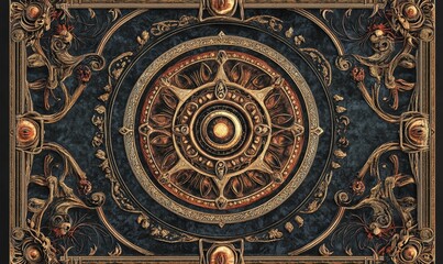 Obraz premium Ornate gold and copper ceiling design.