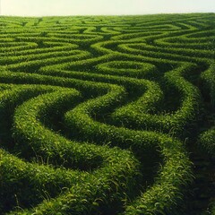 Intricate Patterns of a Lush Green Maze Captivating Nature's Beauty and Complexity