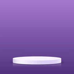 Purple background vector 3d with white podium. 3D abstract studio room with pedestal podium. Space for selling products on the website. Vector illustration.