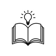 Book with bulb icon Isolated flat vector in outline