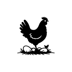 Creative simple Hen silhouette vector Style with white background