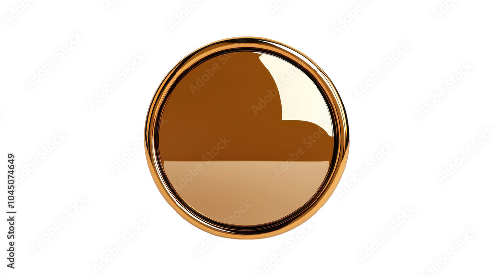 Poster a shiny golden button reflecting soft light in a minimalistic setting