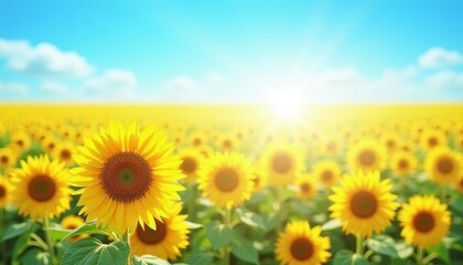 Fototapeta premium Bright and Beautiful Sunflower Field