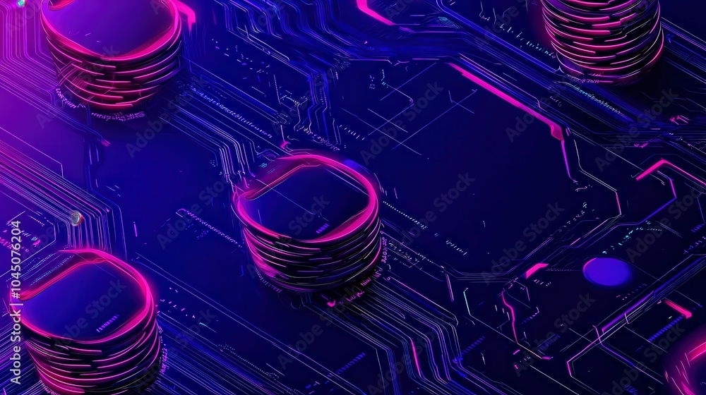 Poster exploring the intersection of technology and design with a futuristic circuitry aesthetic