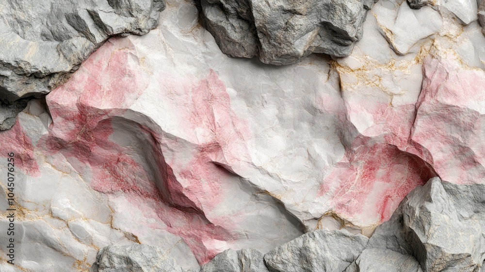 Poster a rock wall with a red and white pattern
