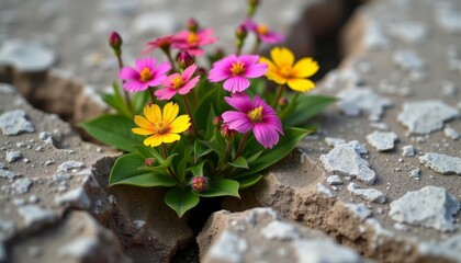  Resilience in the cracks  A bouquet of hope blooms