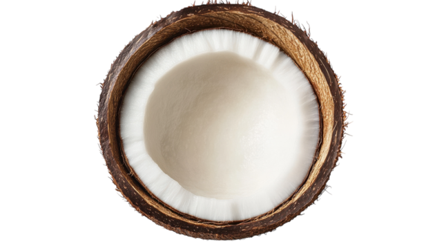 A tropical delight revealed inside a freshly opened coconut from a sunny beach locale