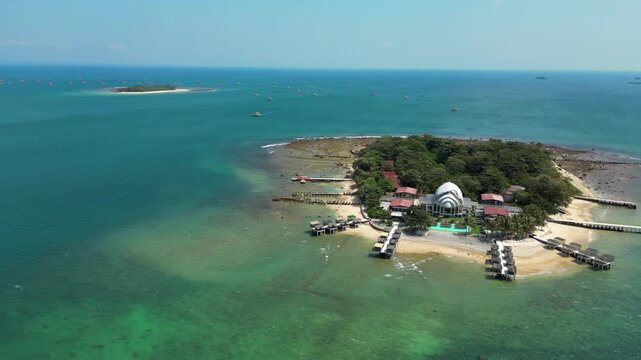 Slow Track Back Over Isolated Umang Island In Tropical West Java Indonesia 4K 60FPS
