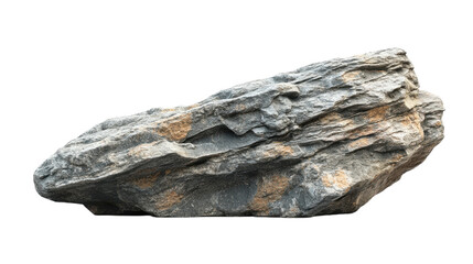 A rugged, natural stone formation showcasing unique textures and colors in natural light