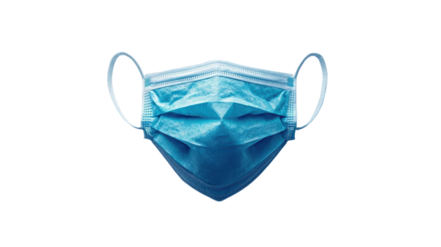 Protective blue mask against airborne particles for health safety during global pandemic