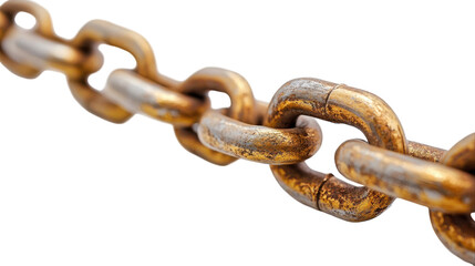 Obraz premium Rusty chain links glistening under bright light highlight age and strength in a simple composition