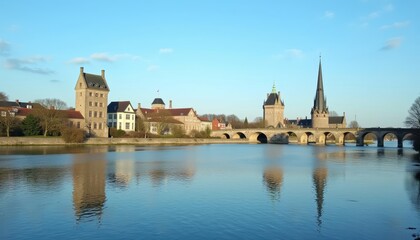 Fototapeta premium Tranquil waters mirror historic architecture