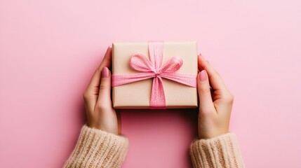 Female's hand holding a gift box