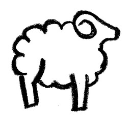 Sheep Farm Animal Icon Crayon Chalk Drawing Vector