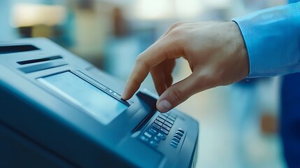 Close Up of a Hand Interacting with an ATM