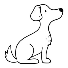 Hand drawn doodle sitting dog on a white background.