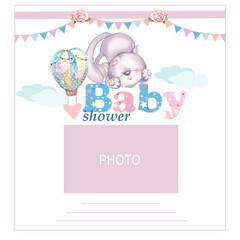 baby shower card with cute pet cat