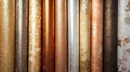 Versatile background textures in a spectrum of metallic hues, from opulent gold to shimmering bronze. These elegant gradients, featuring copper and silver, lend themselves to creative designs