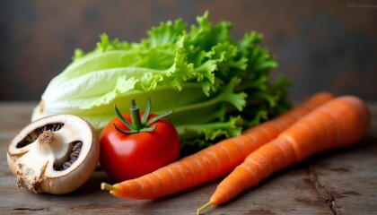  Fresh produce on rustic table