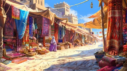Fototapeta premium Vibrant Market in a Middle Eastern City