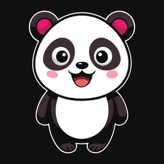 Cute panda hand drawn cartoon sticker icon concept isolated illustration