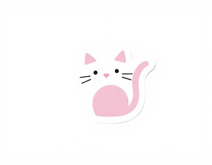 Cute pink heart-shaped cartoon cat with a kitten playing with a mouse, perfect for a pet lover's Valentine's Day card