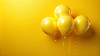 A cluster of vibrant yellow balloons against a bright, cheerful yellow background, symbolizing joy, celebration, and optimism.