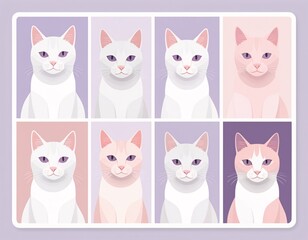 Cartoon cat character design vector set