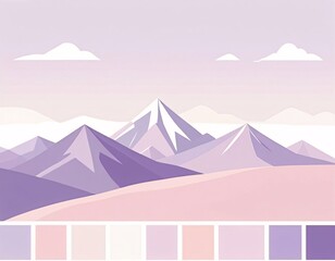 Dramatic mountain landscape vector illustration with snow-capped peaks and a vast desert below, perfect for travel posters
