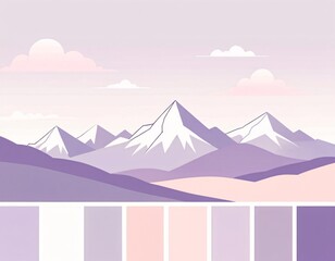 Beautiful mountain landscape with snow-capped peaks under a vibrant sunset sky
