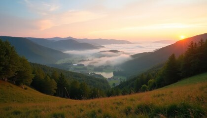 Fototapeta premium Epic sunrise over majestic mountain range
