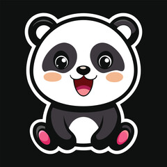 Fototapeta premium Cute panda hand drawn cartoon sticker icon concept isolated illustration