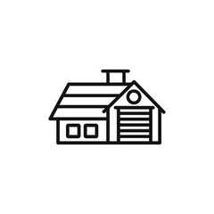 house with garage icon Isolated flat vector in outline