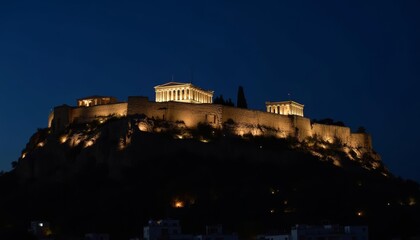 Fototapeta premium Glowing ancient ruins under the night sky