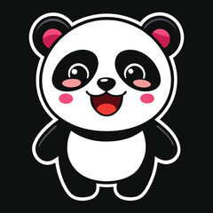 Fototapeta premium Cute panda hand drawn cartoon sticker icon concept isolated illustration