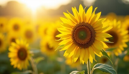 Fototapeta premium Bright and Beautiful A Field of Sunflowers