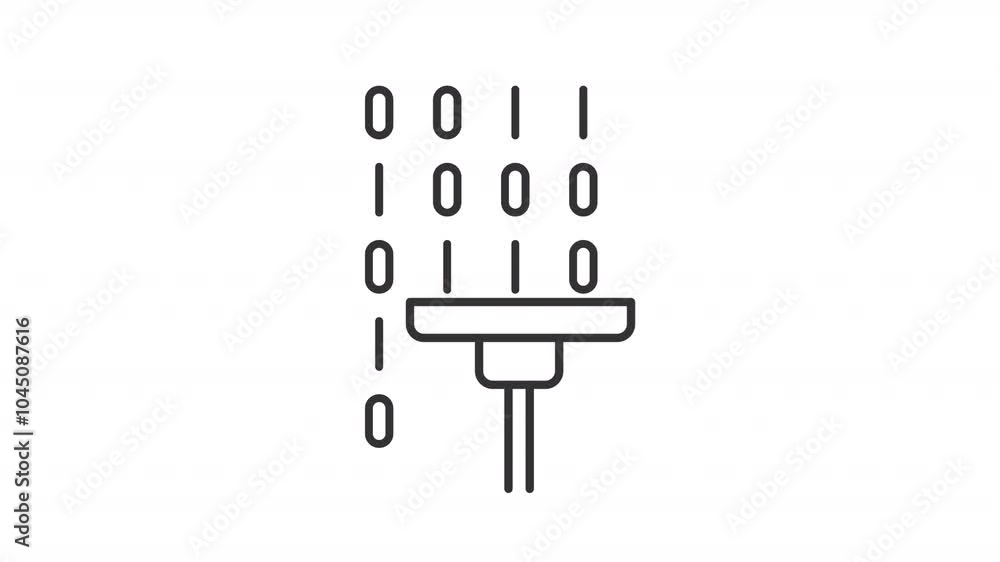 Poster data wiping line animation. information erase animated icon. changing numbers, moving mop. binary co