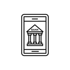 Mobile Bank icon Isolated flat vector in outline