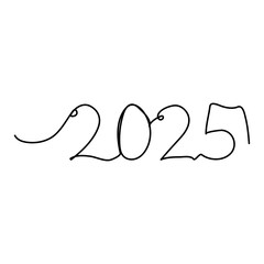 continuous single line drawing of handwritten text happy new year 2025, new year line art vector illustration