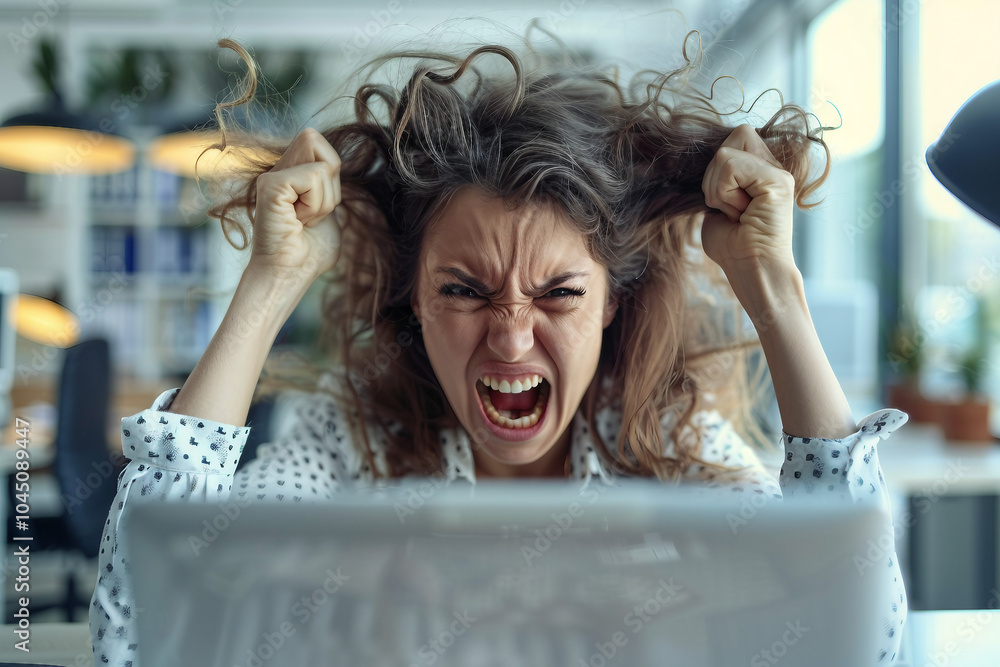 Poster created with generative ai image of angry severe strict worker